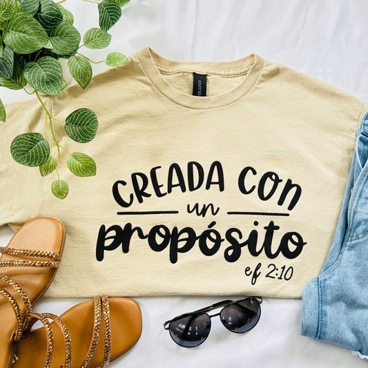 "Creada con propósito" - Beige Tees